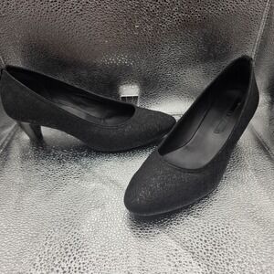 Ecco Heels Black Shimmer Pumps Women 39 US 8-8.5 Classy Event Night Out Comfort